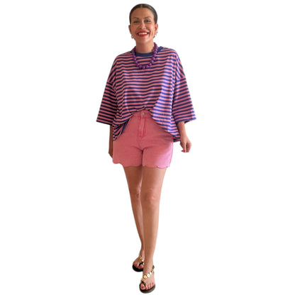 Camiseta marinera rosa y azul