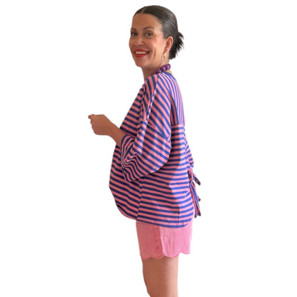 Camiseta marinera rosa y azul
