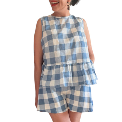 Conjunto cuadros vichy azul