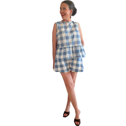 Conjunto cuadros vichy azul