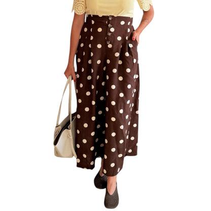 Pantalón palazzo lunares choco