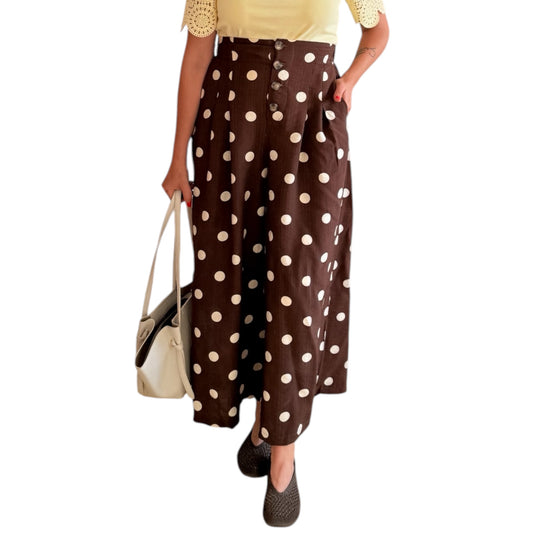 Pantalón palazzo lunares choco
