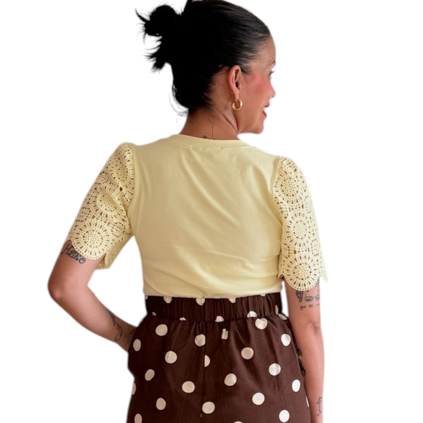 Camiseta lemon con mangas crochet