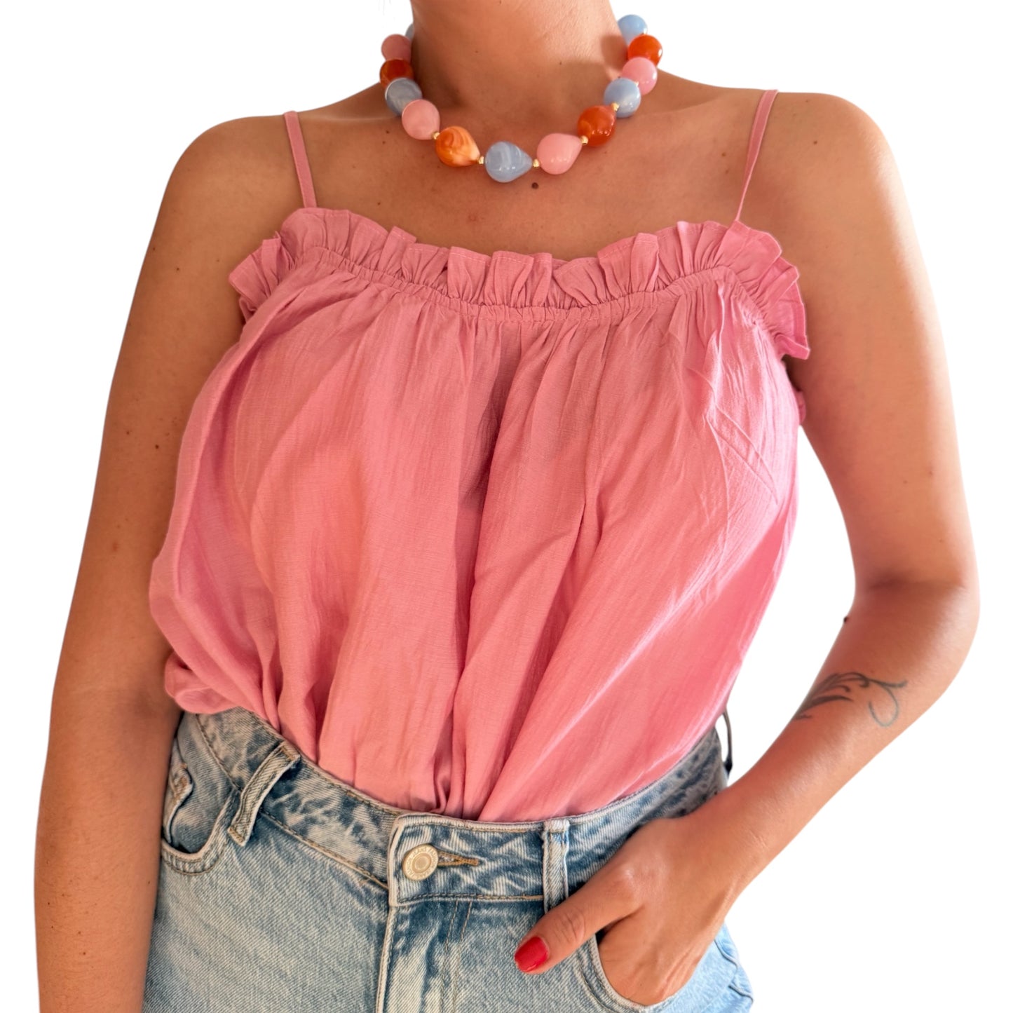 Top tirantes rosa bebé