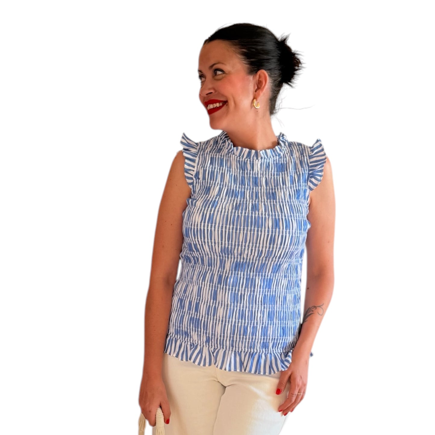 Camiseta nido de abeja azul