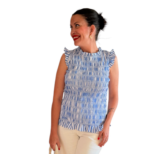 Camiseta nido de abeja azul