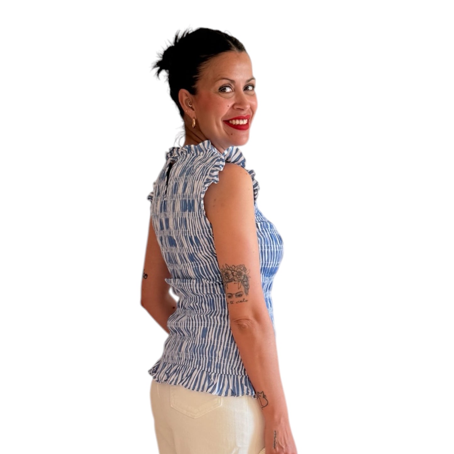 Camiseta nido de abeja azul