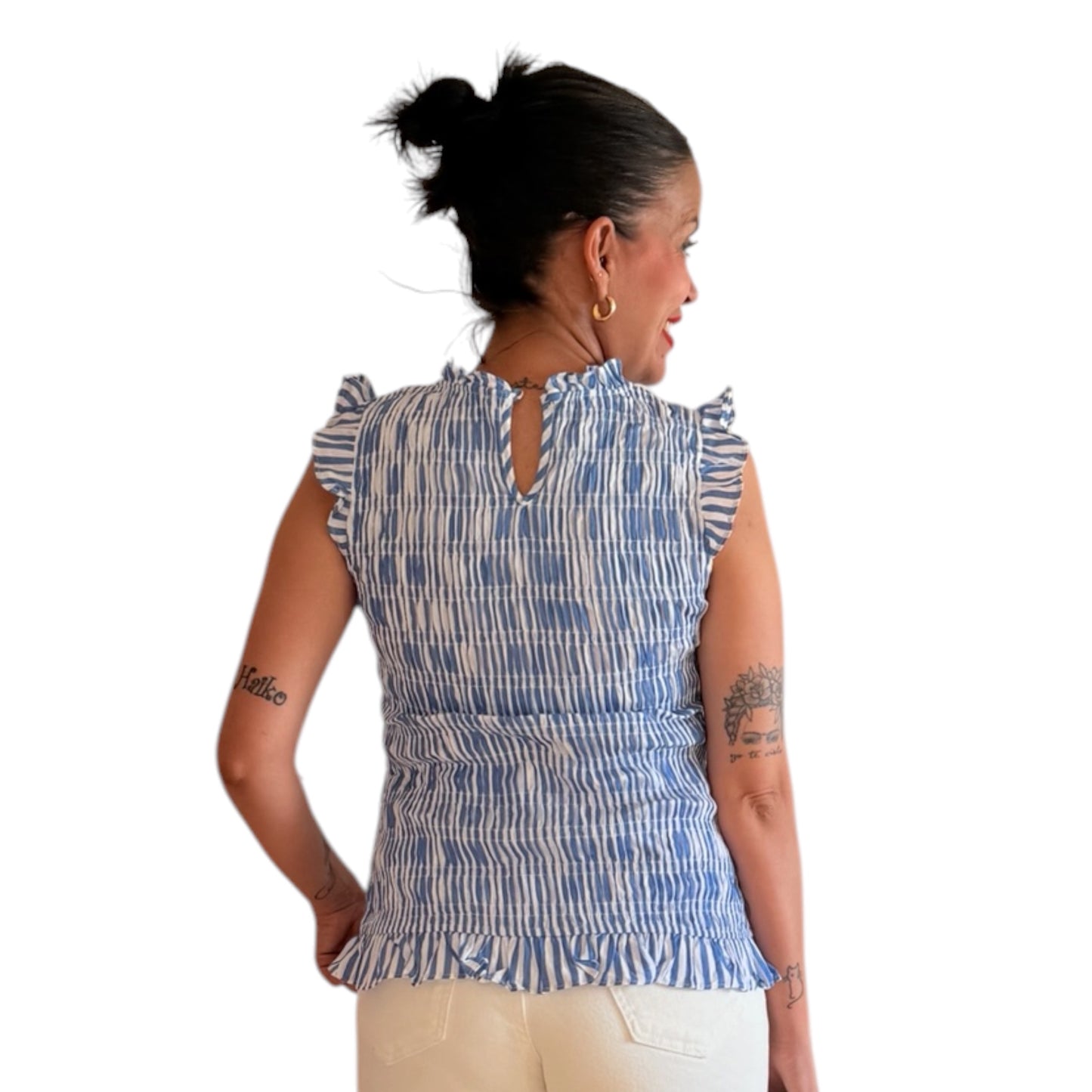 Camiseta nido de abeja azul