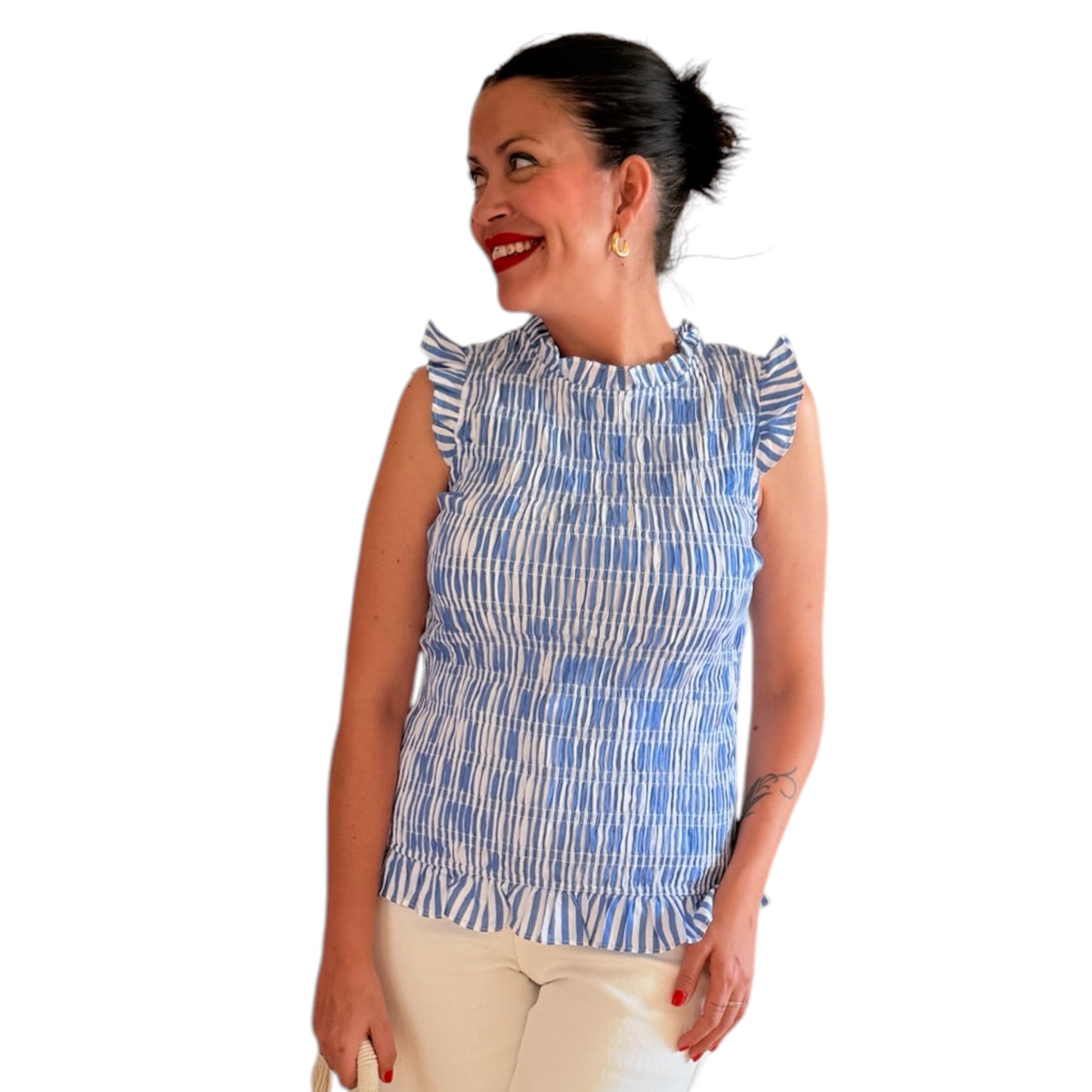 Camiseta nido de abeja azul