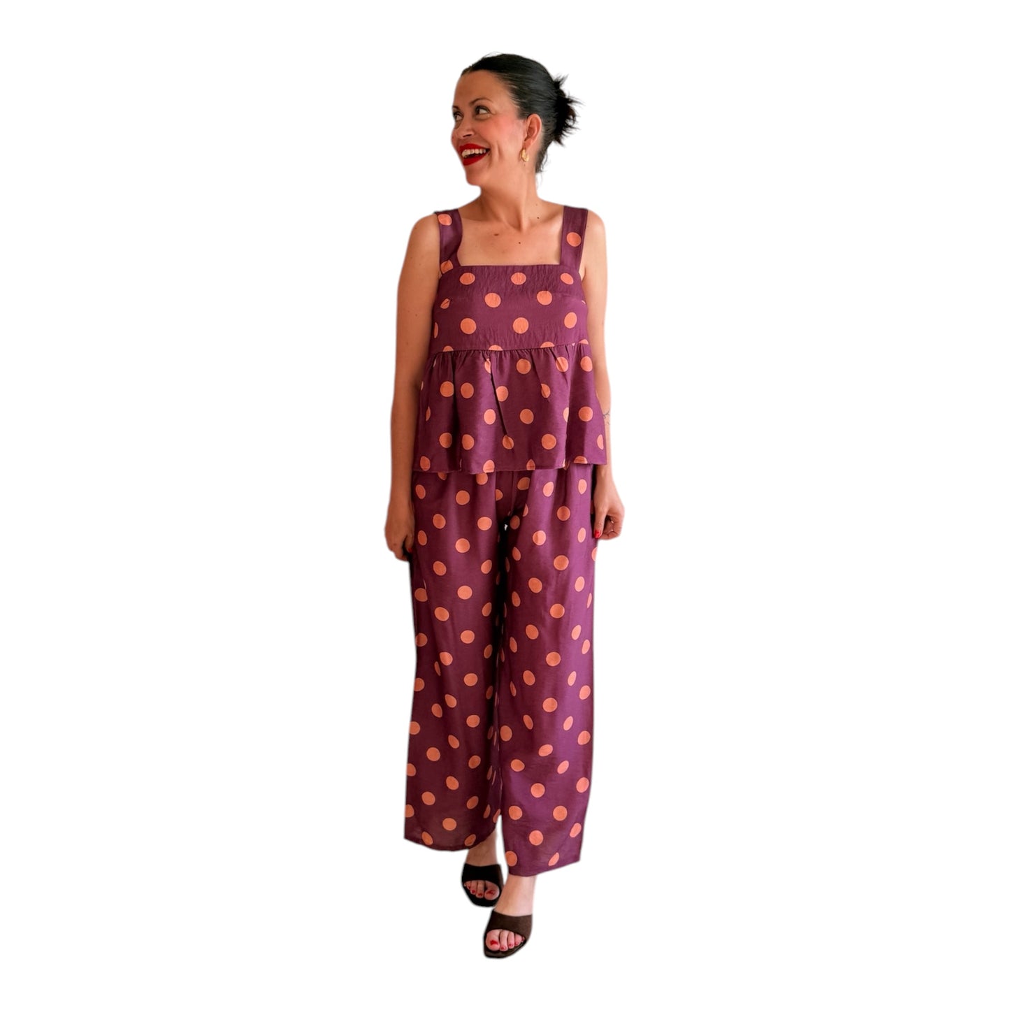 Conjunto lunares morado y naranja