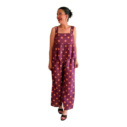 Conjunto lunares morado y naranja