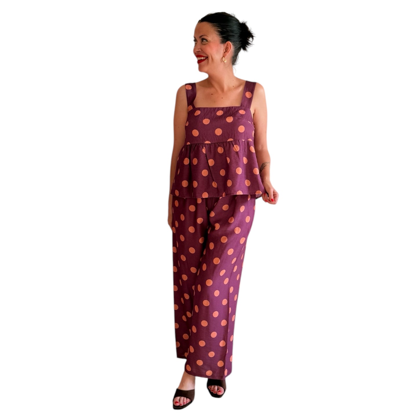 Conjunto lunares morado y naranja