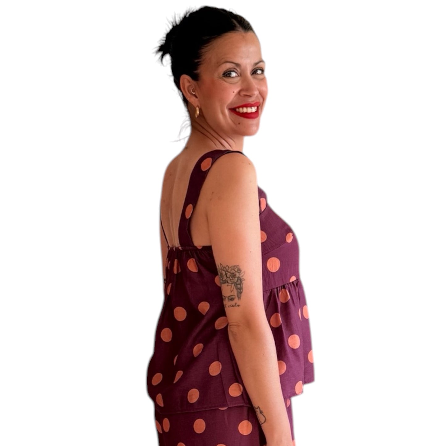 Conjunto lunares morado y naranja