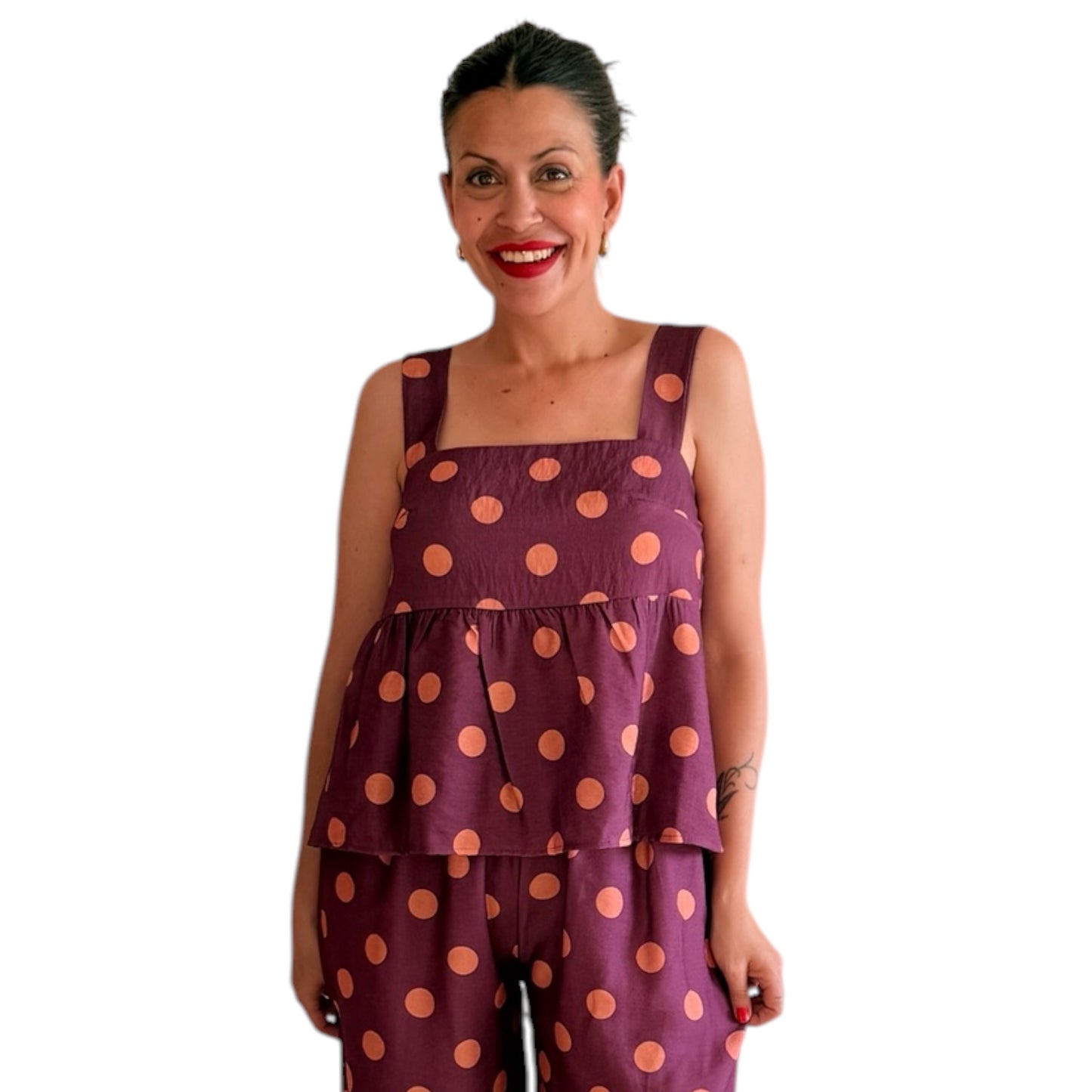 Conjunto lunares morado y naranja