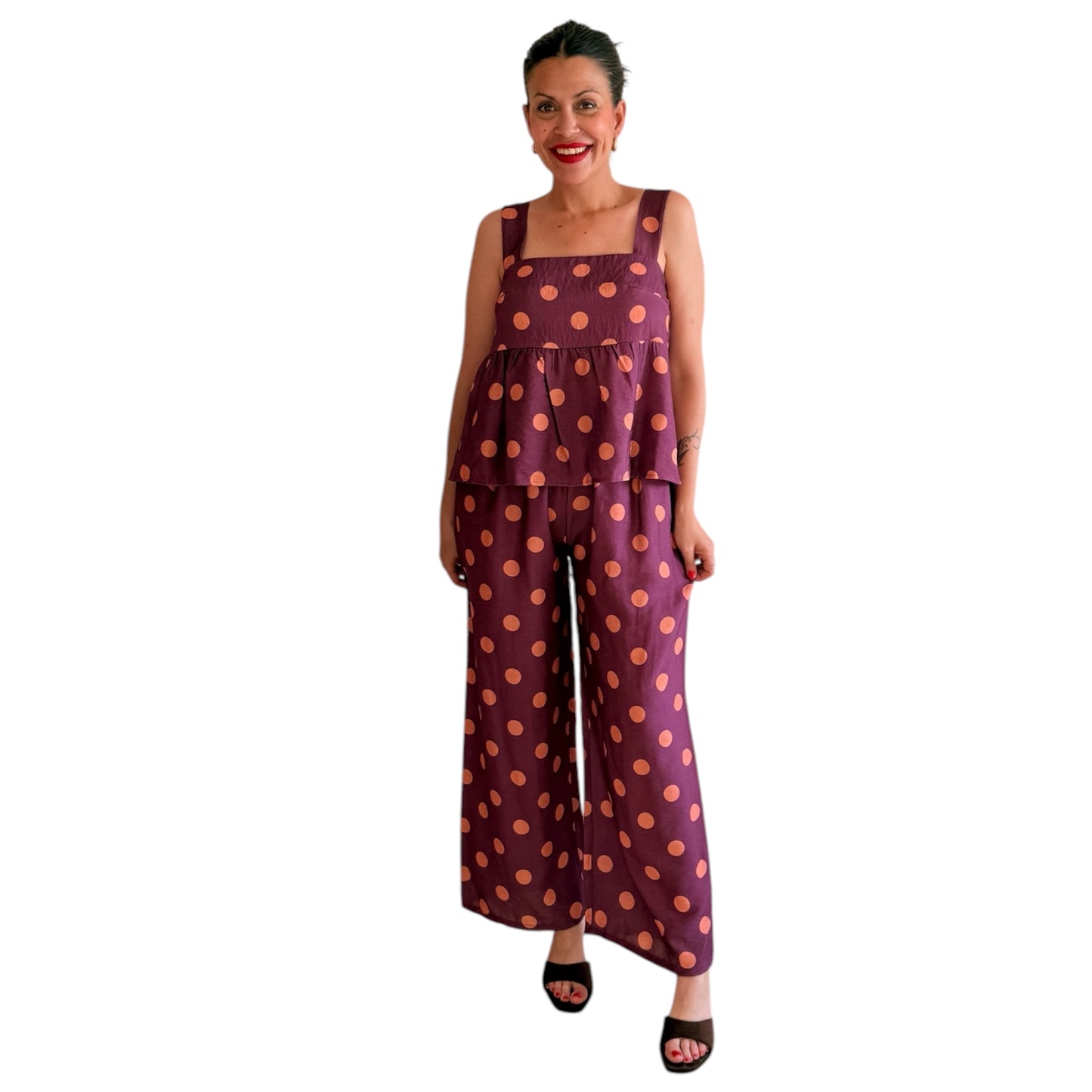 Conjunto lunares morado y naranja