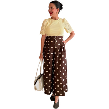 Pantalón palazzo lunares choco