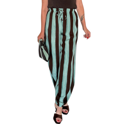 Pantalón rayas jaspe verde y chocolate