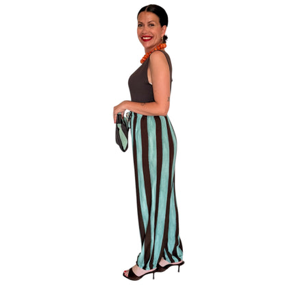 Pantalón rayas jaspe verde y chocolate