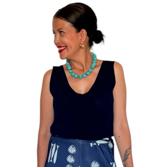 Top azul marino