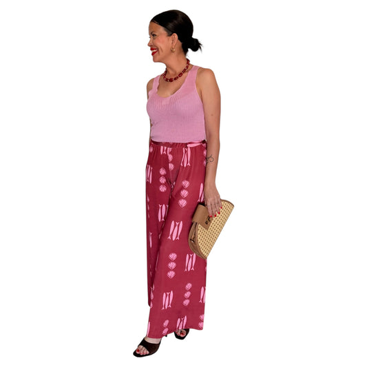 Pantalón mar rojo y rosa