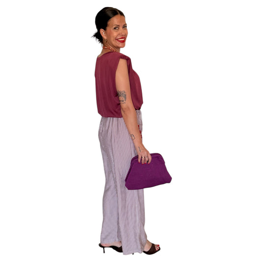 Pantalón rayas langosta burdeos