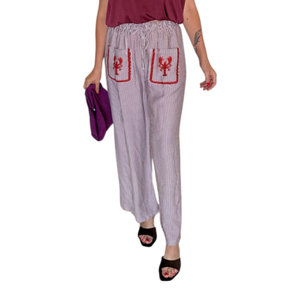 Pantalón rayas langosta burdeos