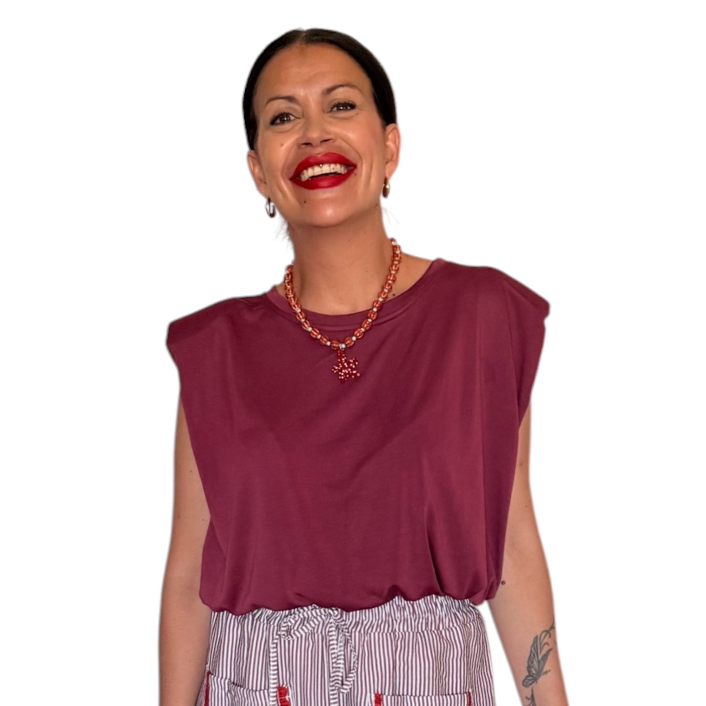 Camiseta hombreras burdeos
