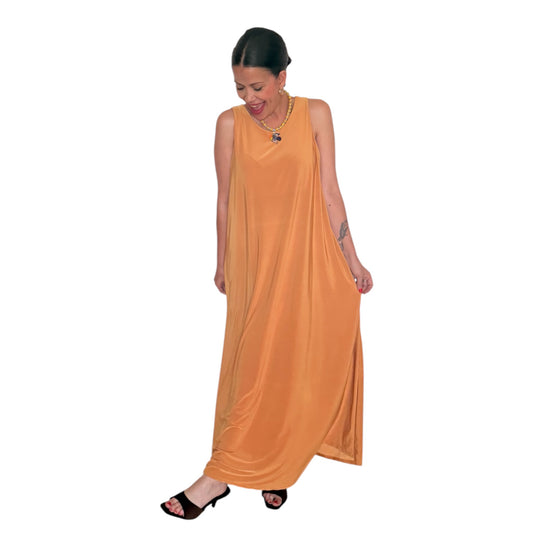 Vestido liso mostaza AMY
