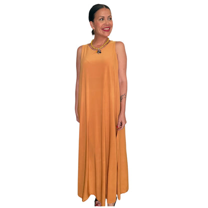 Vestido liso mostaza AMY