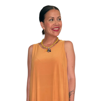Vestido liso mostaza AMY
