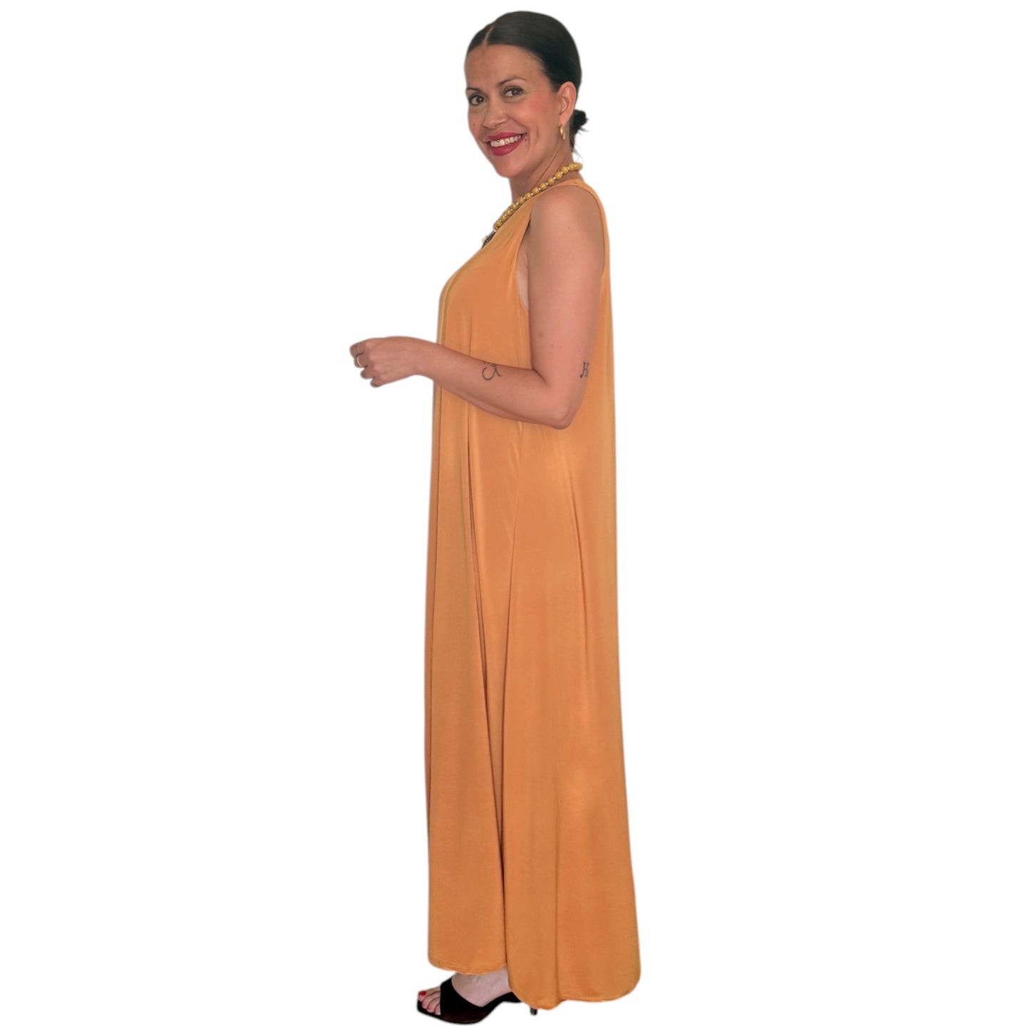 Vestido liso mostaza AMY