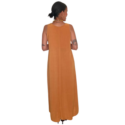 Vestido liso mostaza AMY