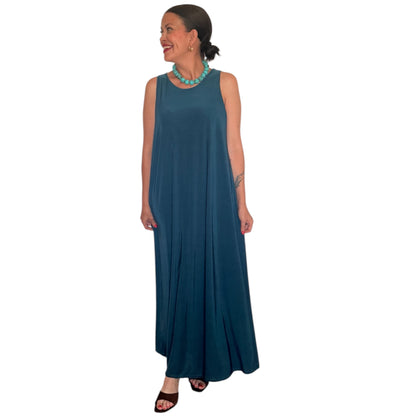 Vestido liso azul índigo AMY