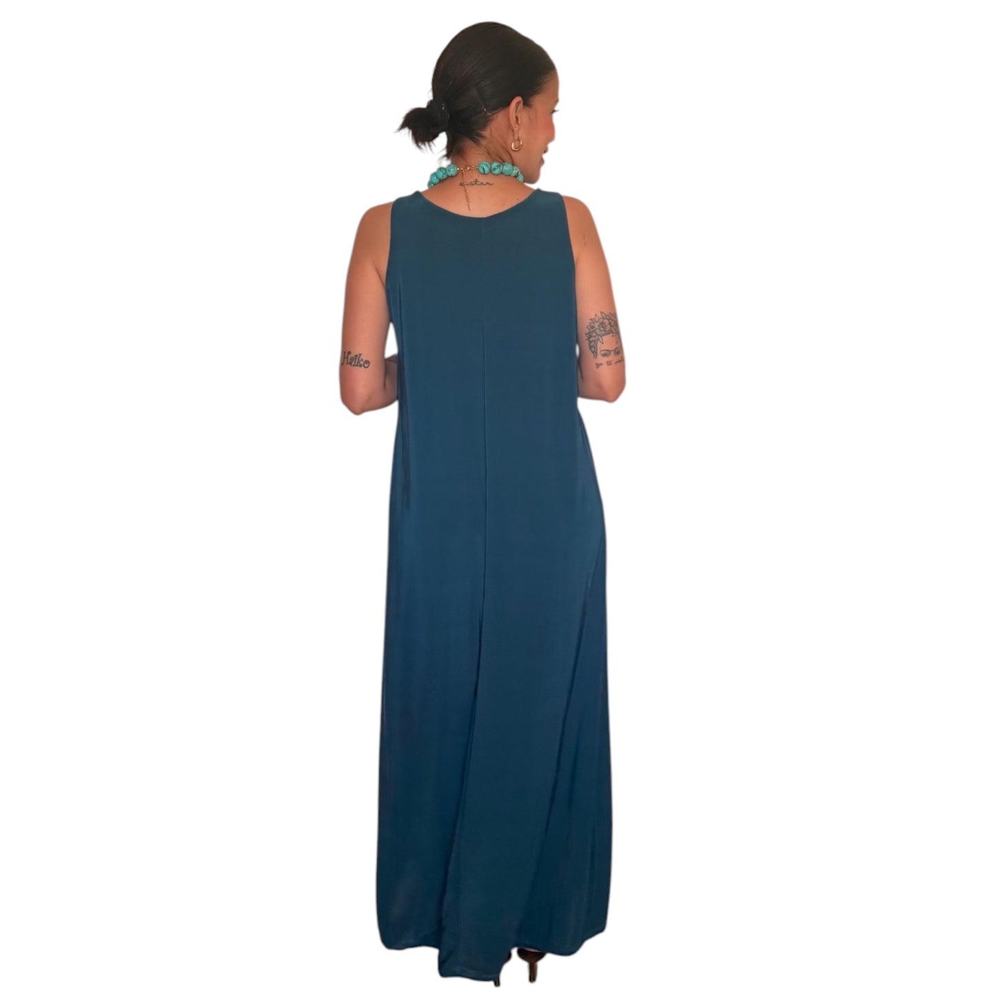 Vestido liso azul índigo AMY