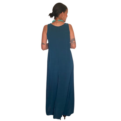Vestido liso azul índigo AMY