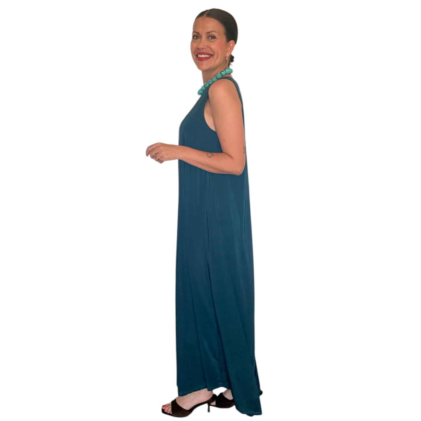 Vestido liso azul índigo AMY