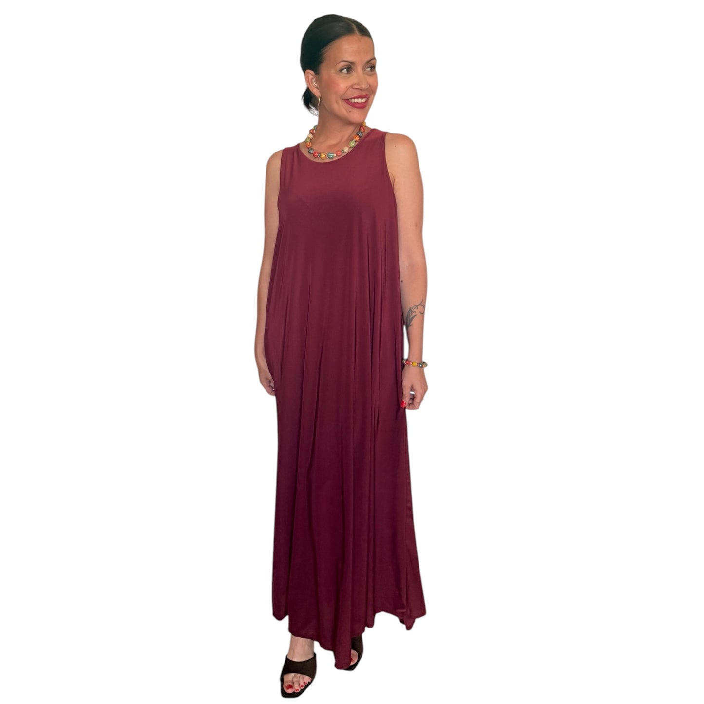 Vestido liso burdeos AMY