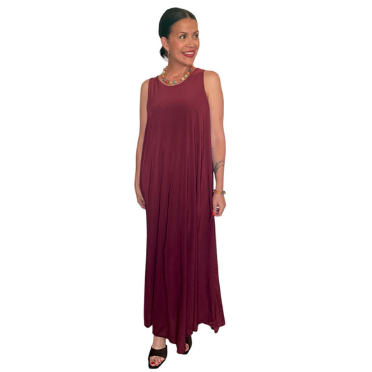 Vestido liso burdeos AMY