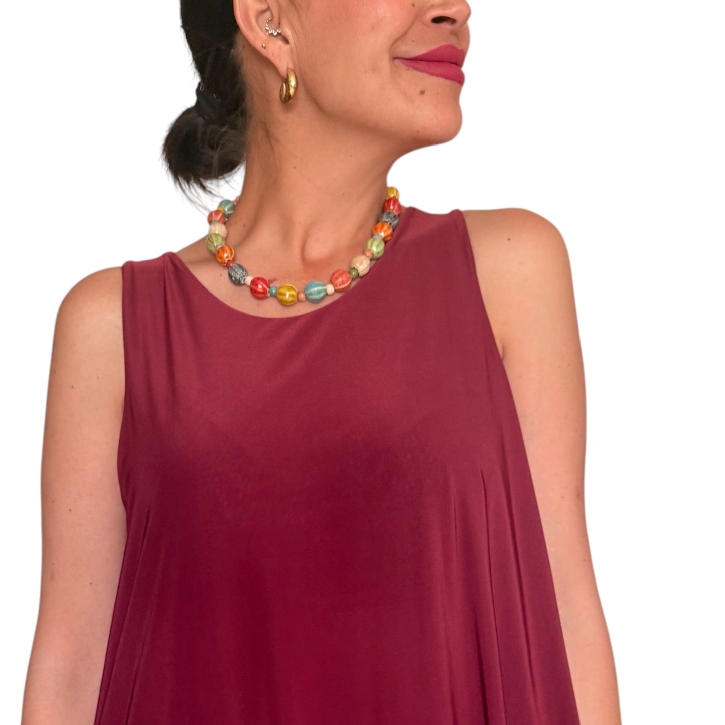 Vestido liso burdeos AMY