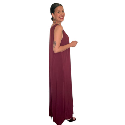 Vestido liso burdeos AMY