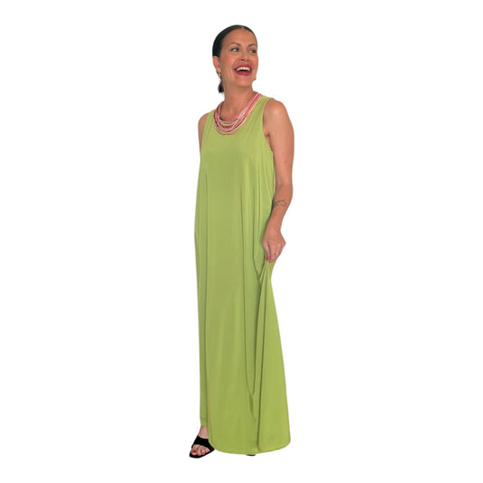 Vestido liso verde lima AMY