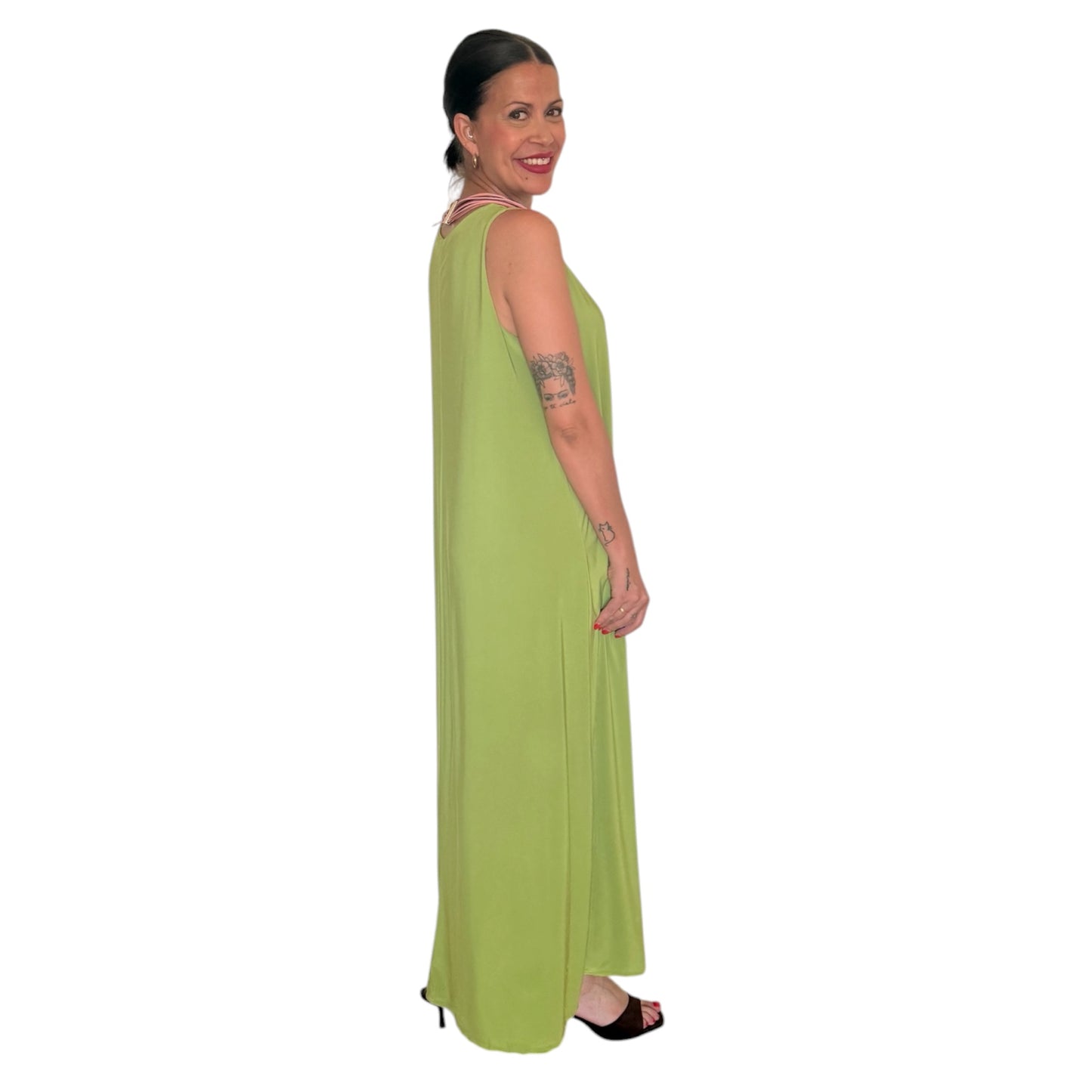Vestido liso verde lima AMY