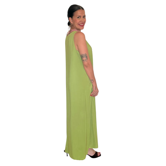 Vestido liso verde lima AMY
