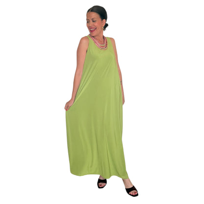 Vestido liso verde lima AMY