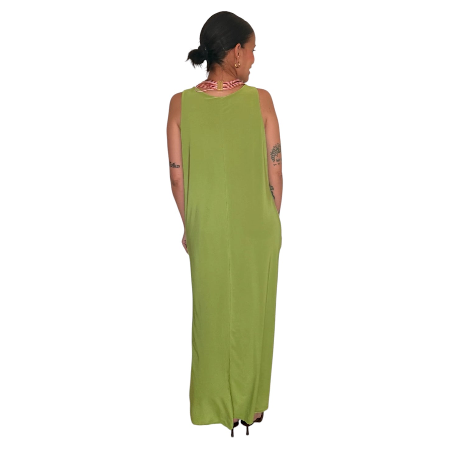 Vestido liso verde lima AMY
