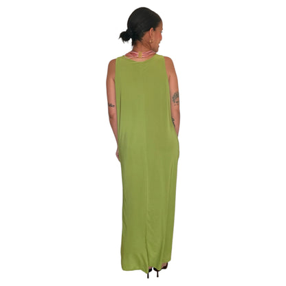 Vestido liso verde lima AMY