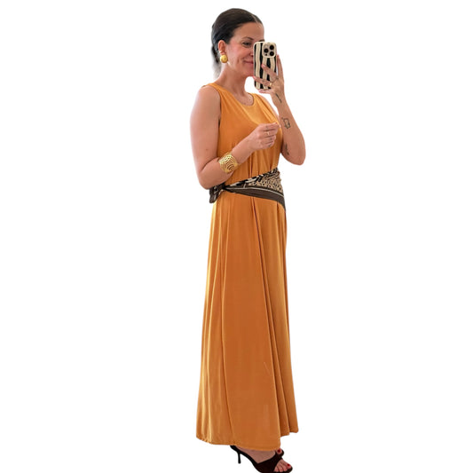 Vestido liso mostaza AMY