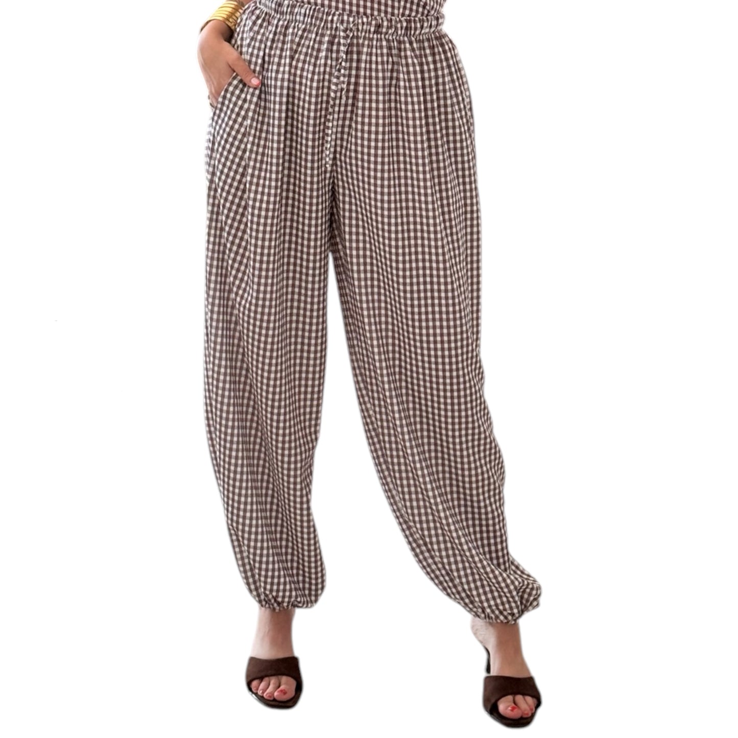 Pantalón bombacho vichy chocolate
