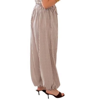 Pantalón bombacho vichy chocolate
