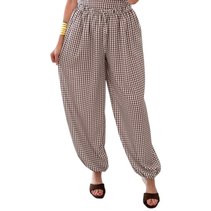 Pantalón bombacho vichy chocolate